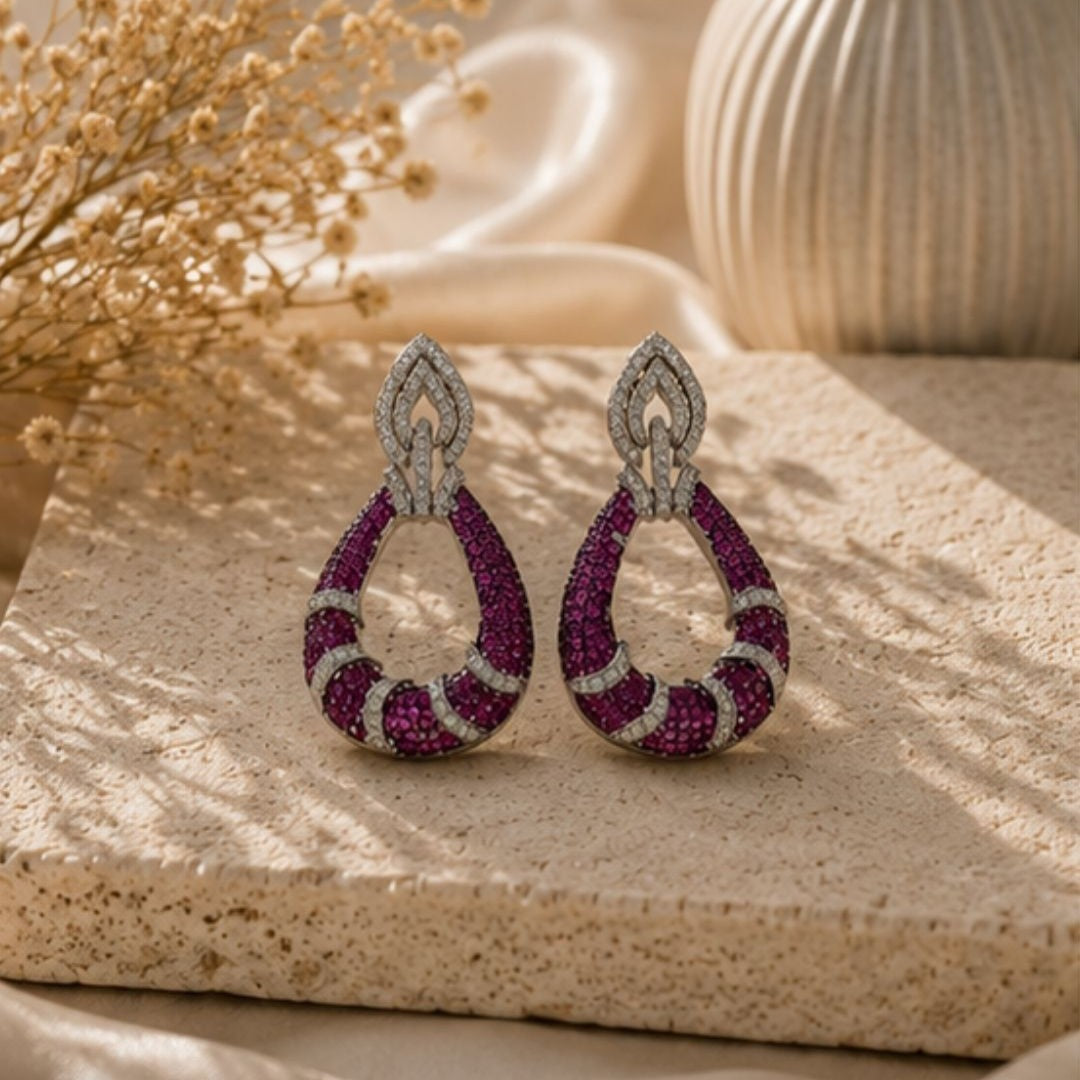 Rhodium Plated CZ Earrings