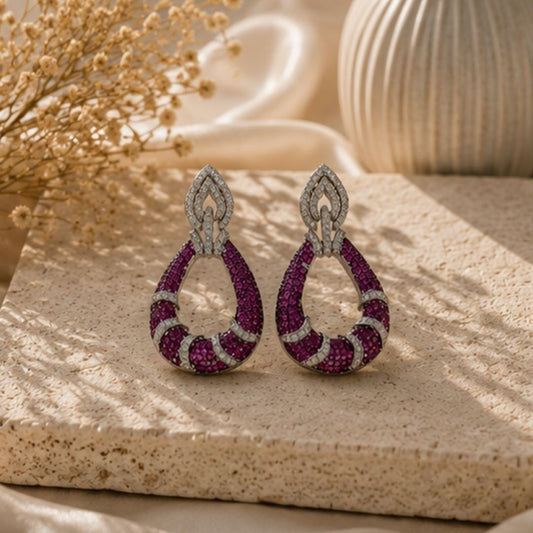 Rhodium Plated Cubic Zirconia Drop Earrings
