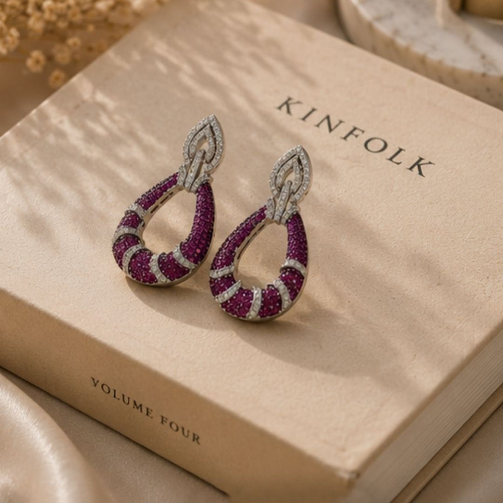 Rhodium Plated Cubic Zirconia Drop Earrings