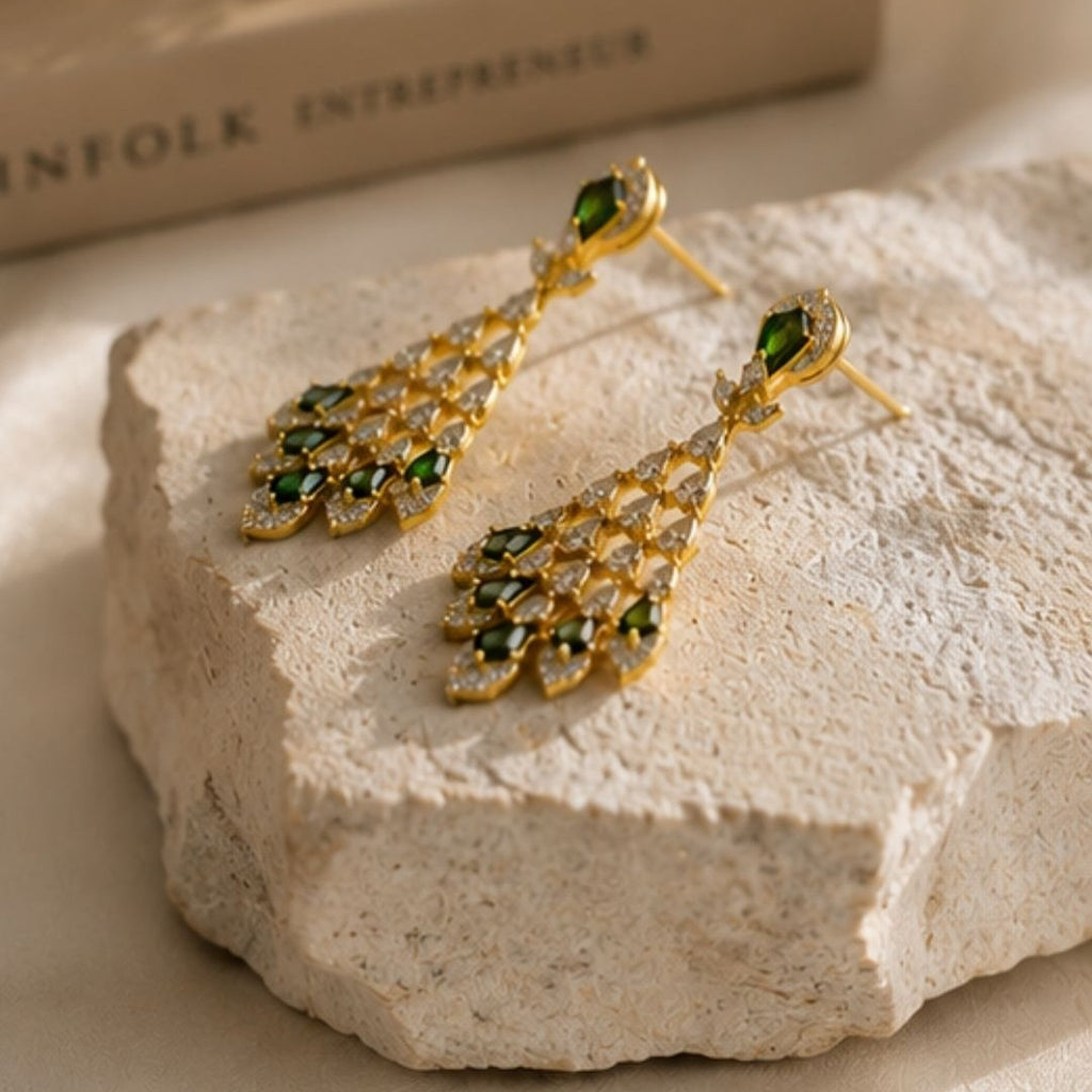 Gold Plated Cubic Zirconia Drop Earrings