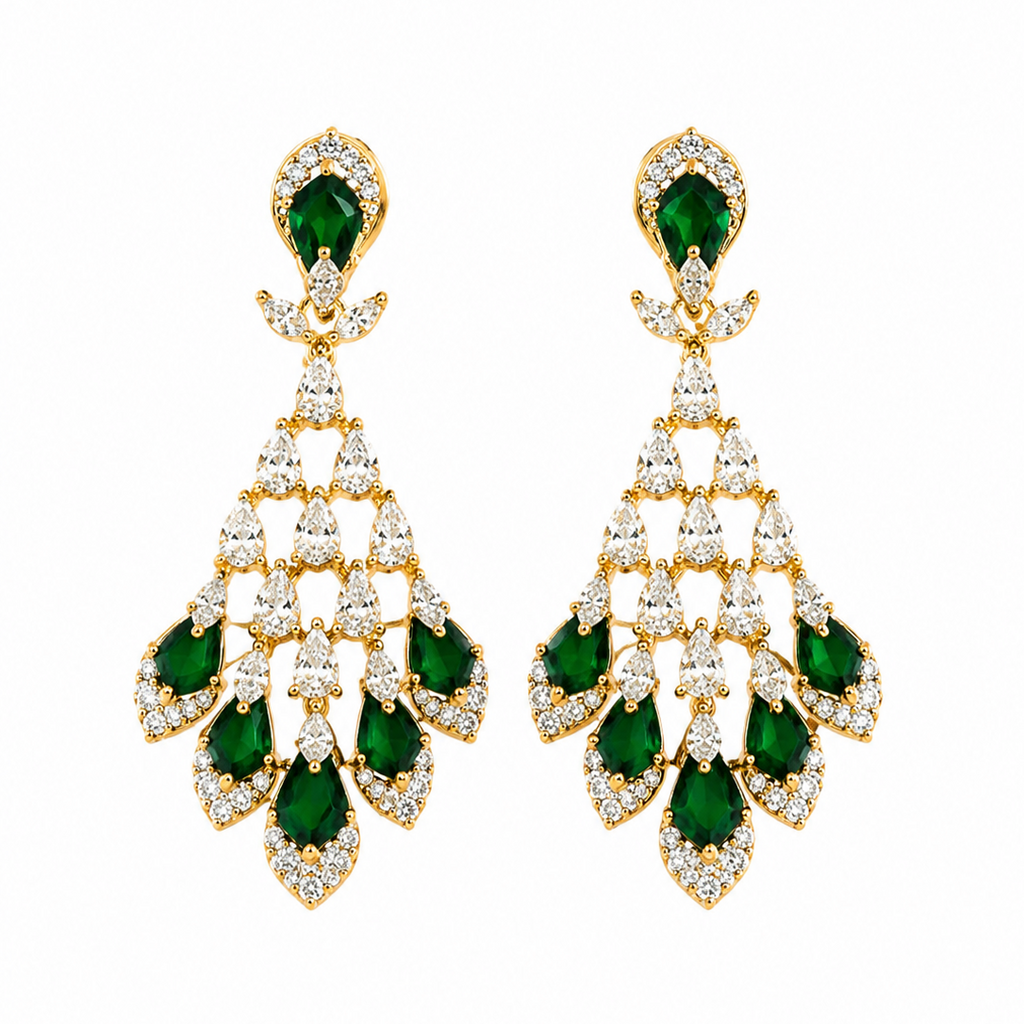 Gold Plated Cubic Zirconia Drop Earrings