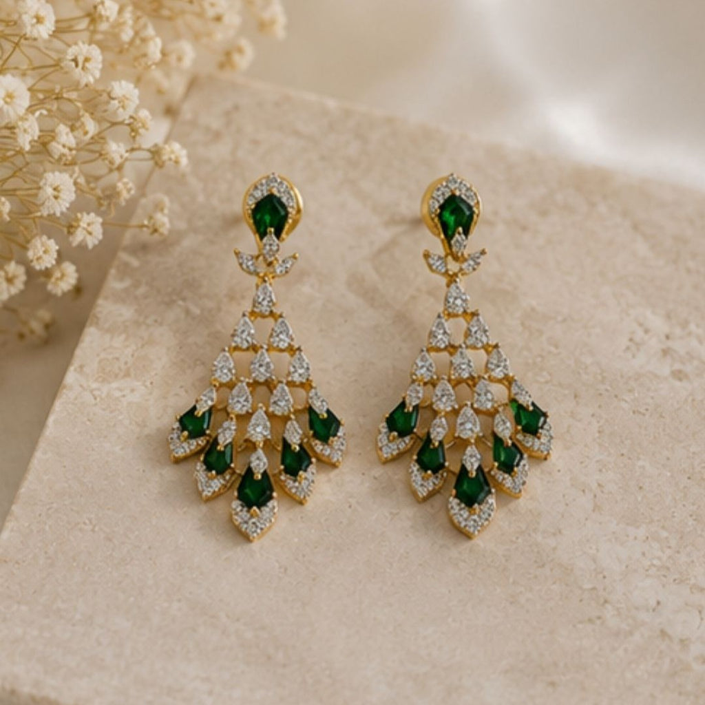Gold Plated Cubic Zirconia Drop Earrings