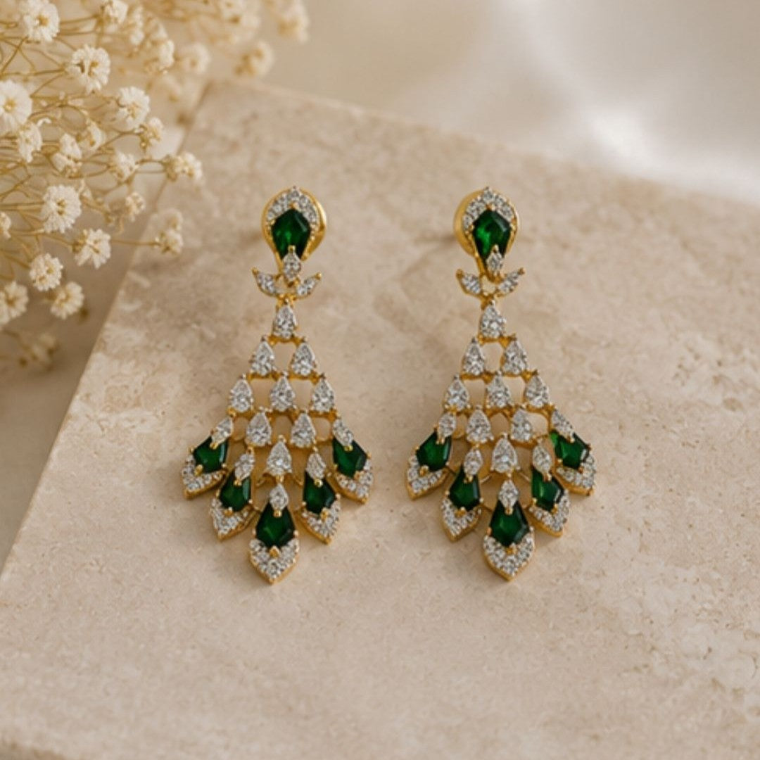 Gold Plated Cubic Zirconia Drop Earrings
