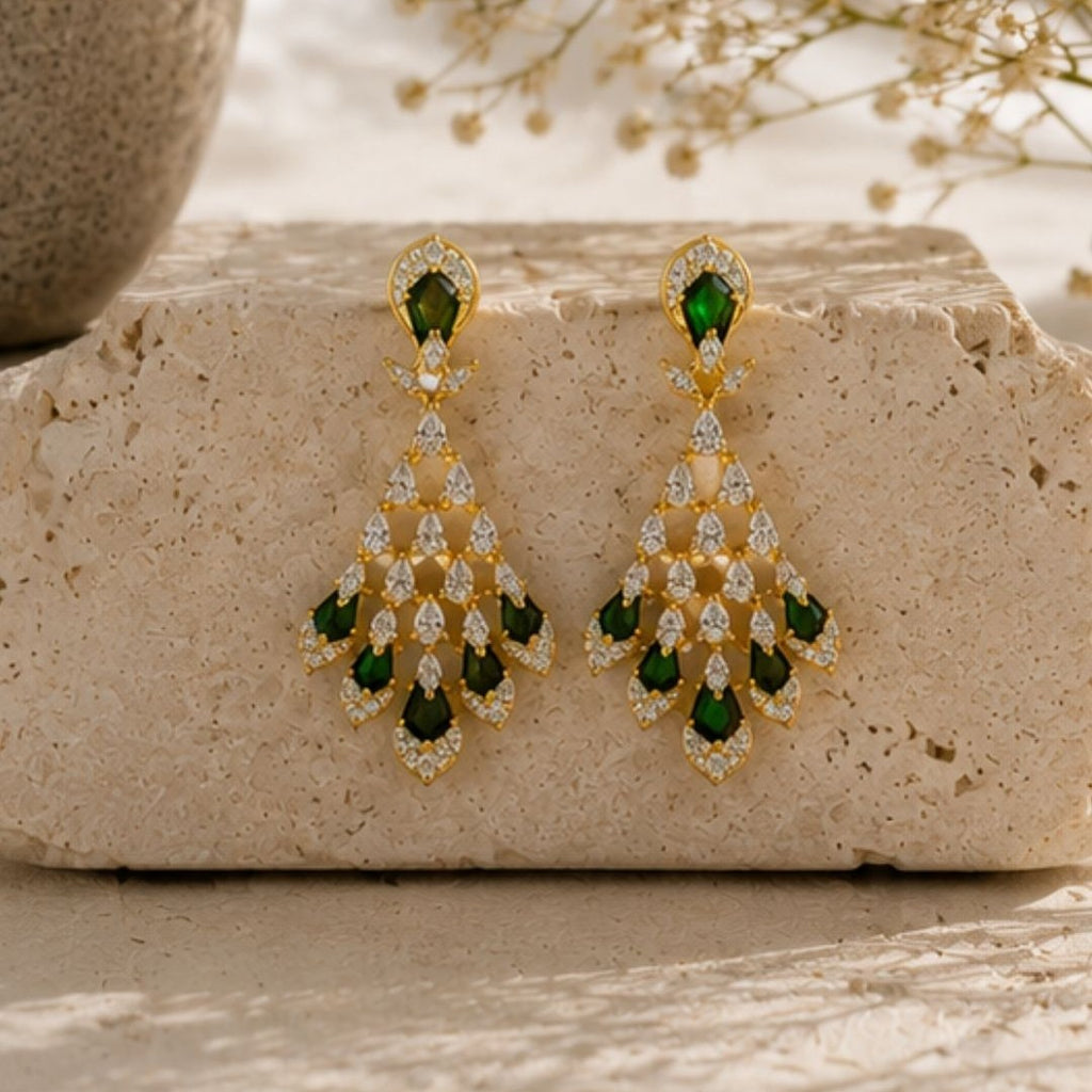 Gold Plated Cubic Zirconia Drop Earrings