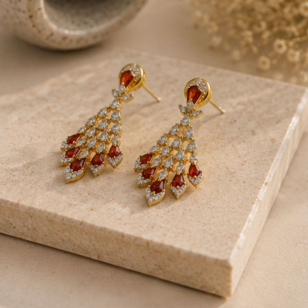 Gold Plated Cubic Zirconia Drop Earrings