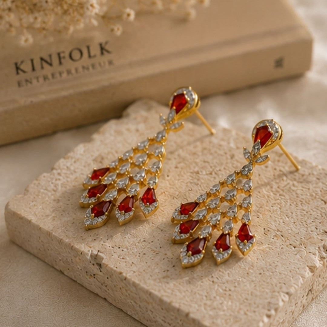 Gold Plated Cubic Zirconia Drop Earrings