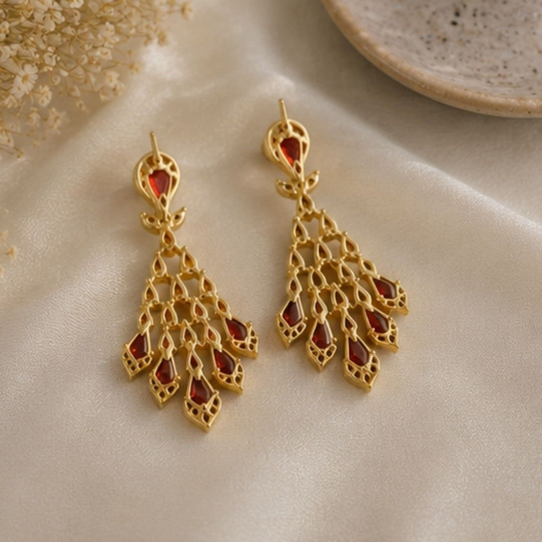 Gold Plated Cubic Zirconia Drop Earrings