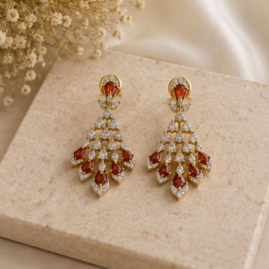 Gold Plated Cubic Zirconia Drop Earrings
