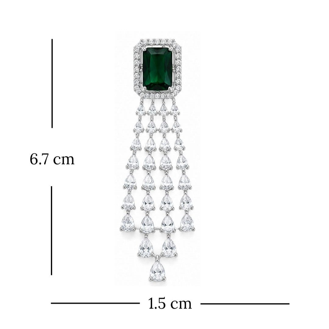 Rhodium Plated Cubic Zirconia Drop Earrings