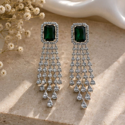 Rhodium Plated CZ Earrings