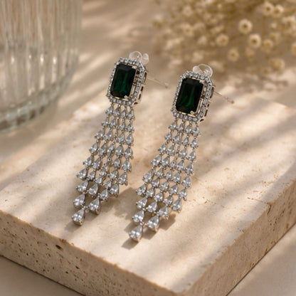 Rhodium Plated CZ Earrings