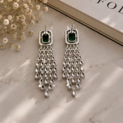 Rhodium Plated CZ Earrings