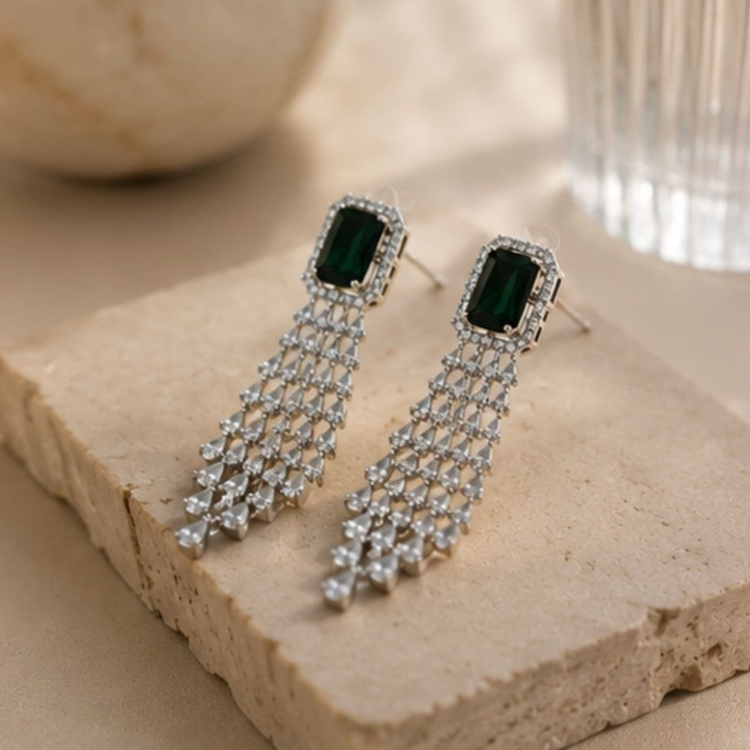 Rhodium Plated CZ Earrings