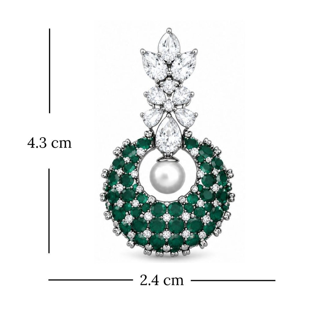 Rhodium Plated Cubic Zirconia Pearl Drop Earrings