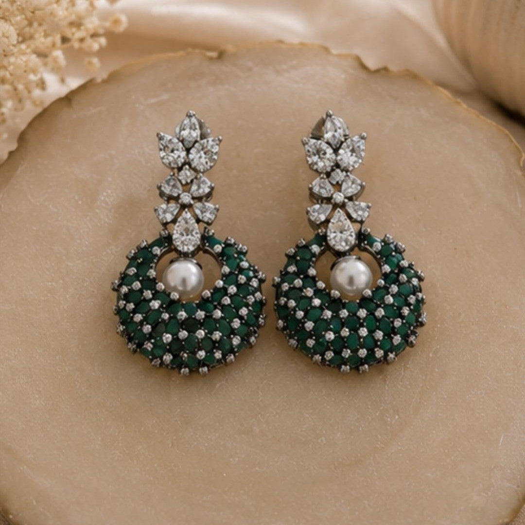 Rhodium Plated CZ Earrings