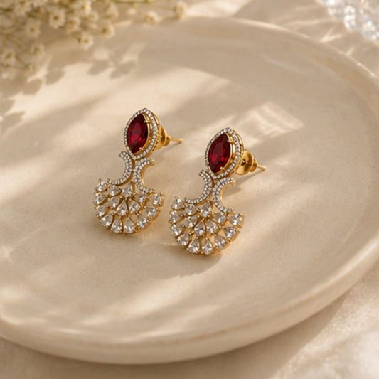 Gold Plated Cubic Zirconia Drop Earrings
