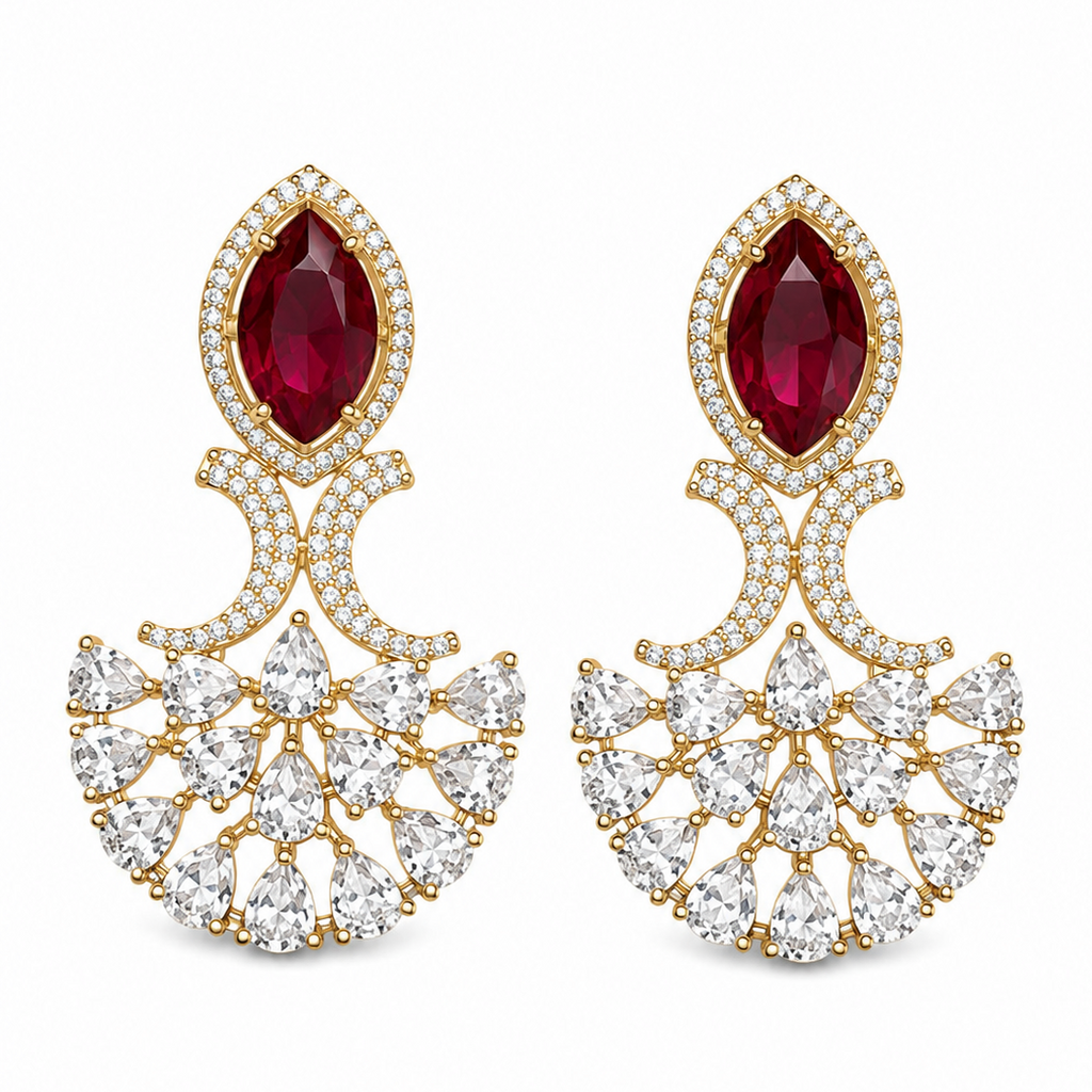 Gold Plated Cubic Zirconia Drop Earrings