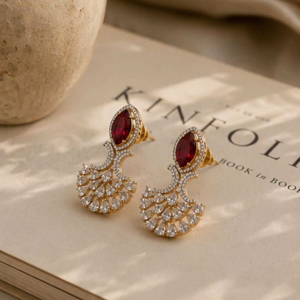 Gold Plated Cubic Zirconia Drop Earrings