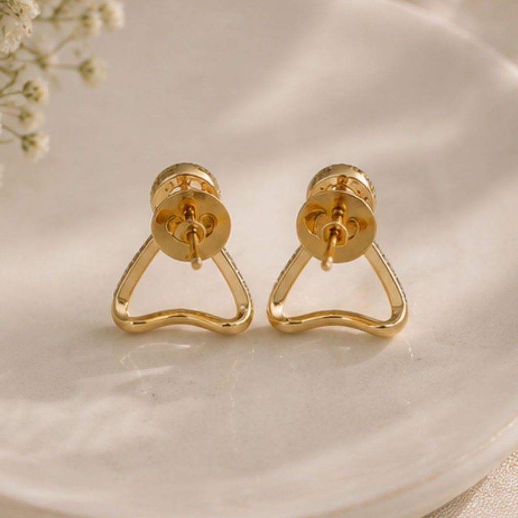 Gold Plated Cubic Zirconia Halo Style Drop Earrings