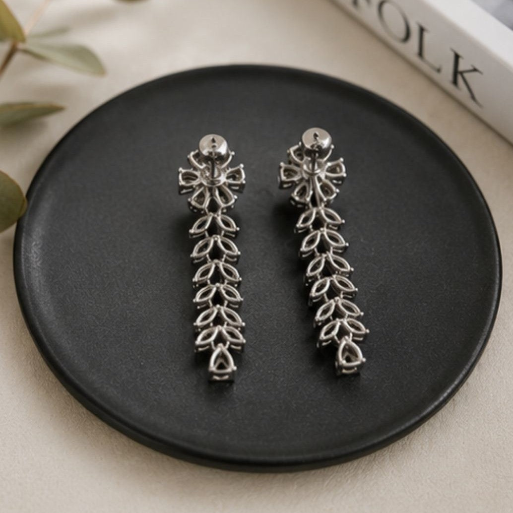 Rhodium Plated CZ Earrings
