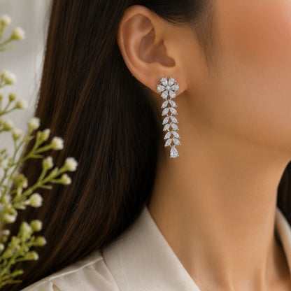 Rhodium Plated CZ Earrings