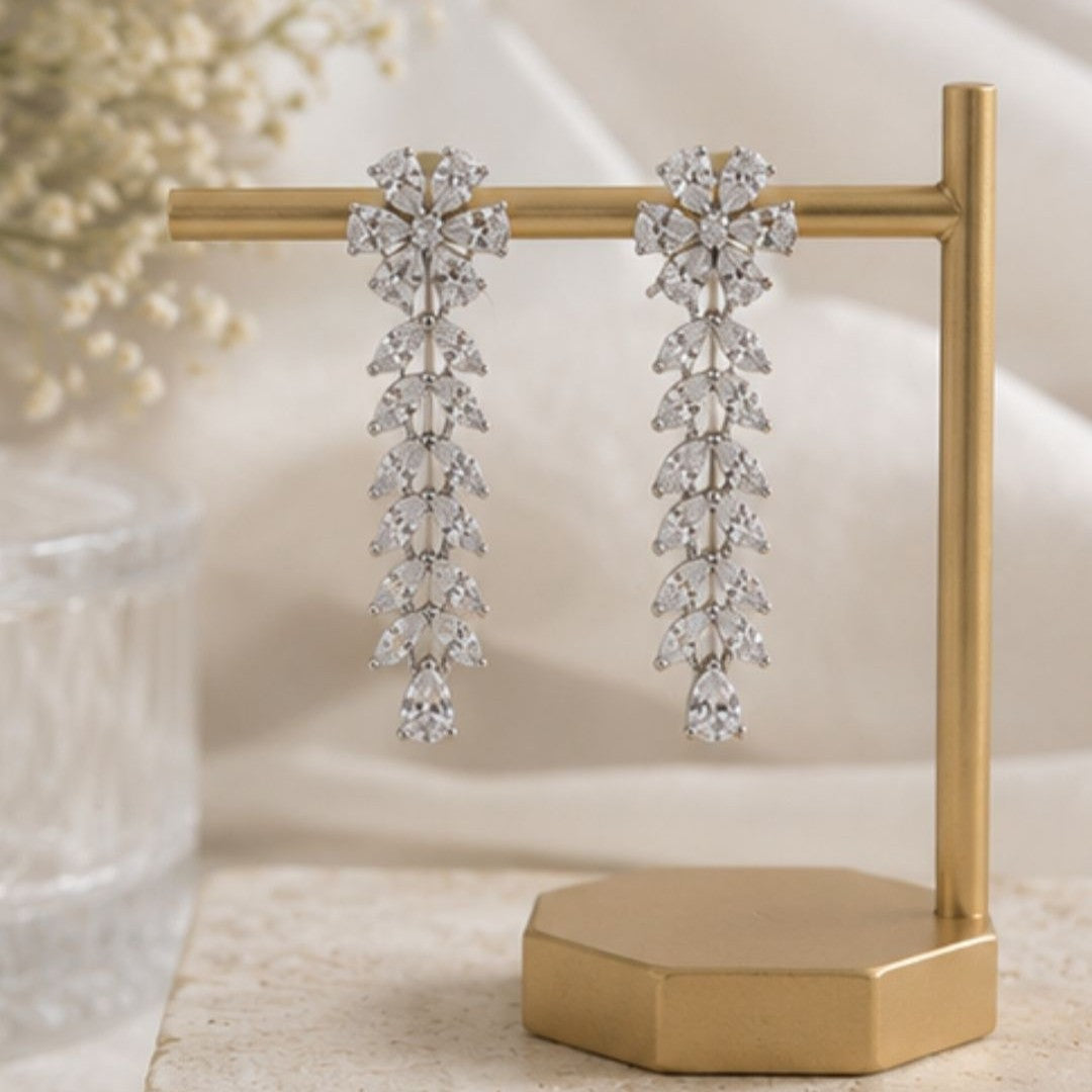 Rhodium Plated CZ Earrings