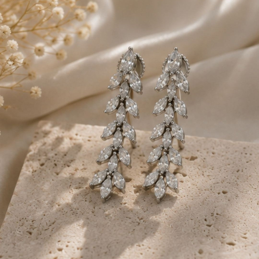 Rhodium Plated CZ Earrings