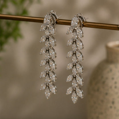 Rhodium Plated CZ Earrings