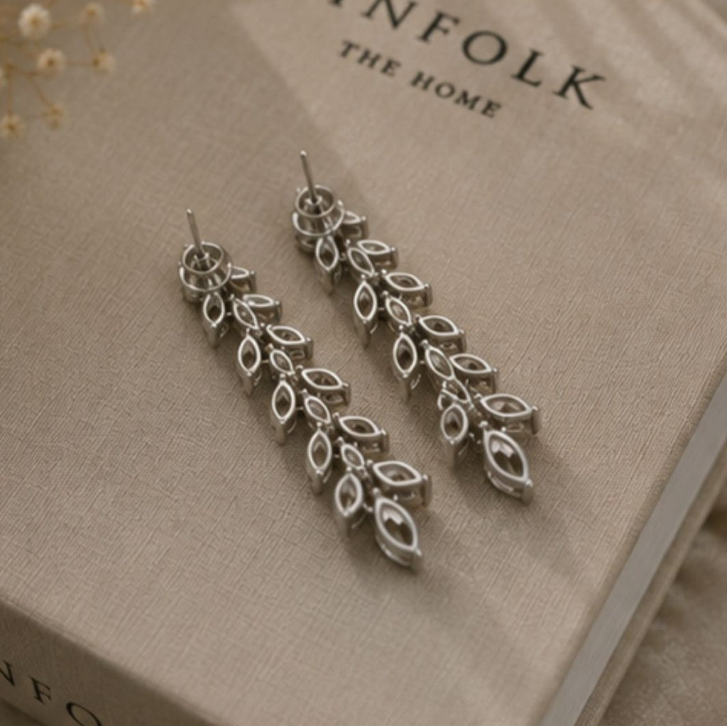 Rhodium Plated Cubic Zirconia Drop Earrings