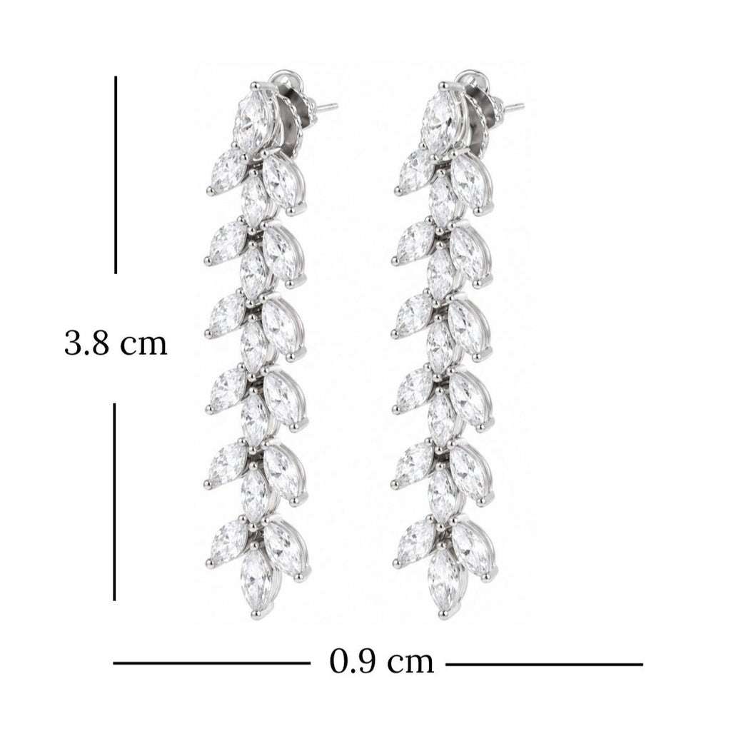 Rhodium Plated Cubic Zirconia Drop Earrings