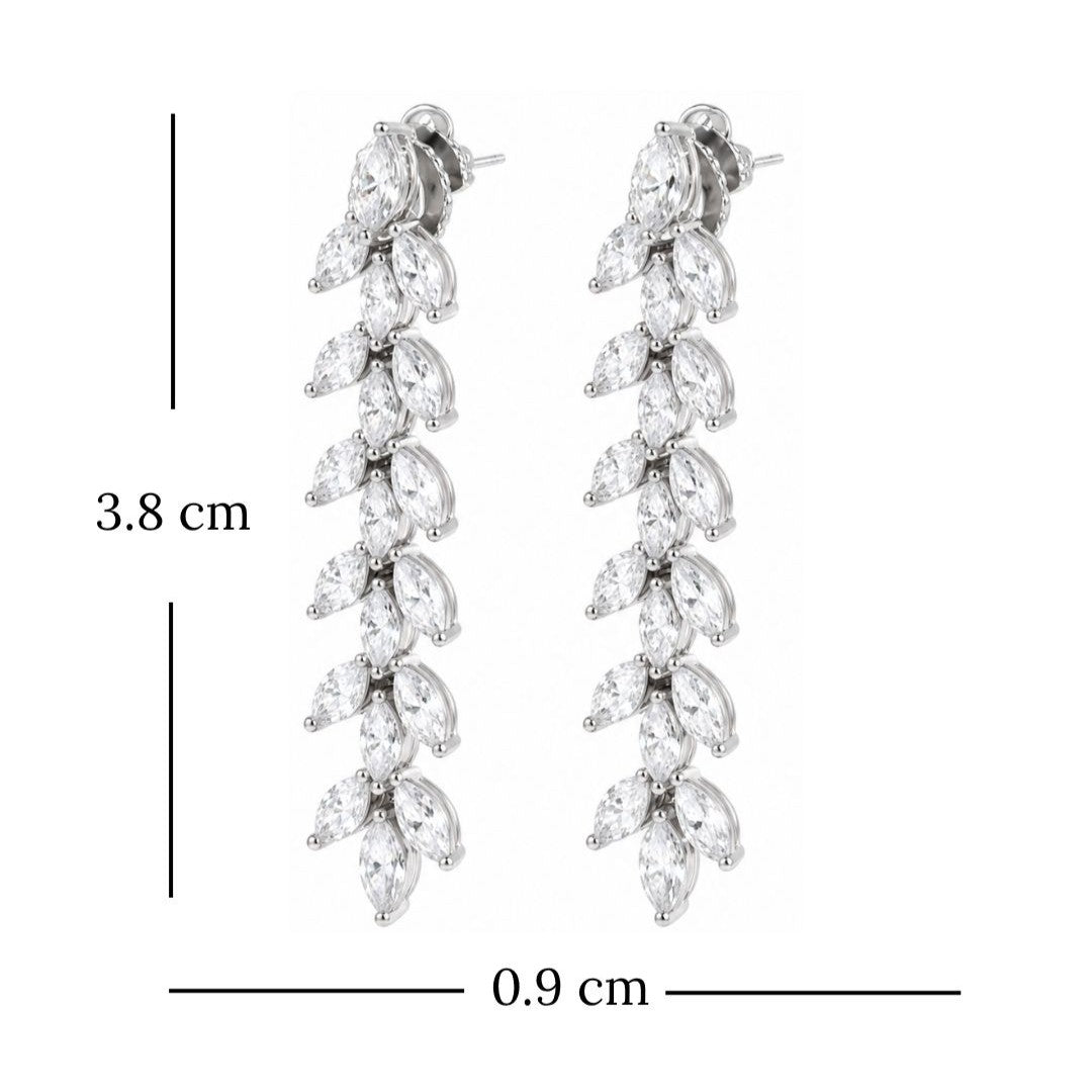Rhodium Plated Cubic Zirconia Drop Earrings