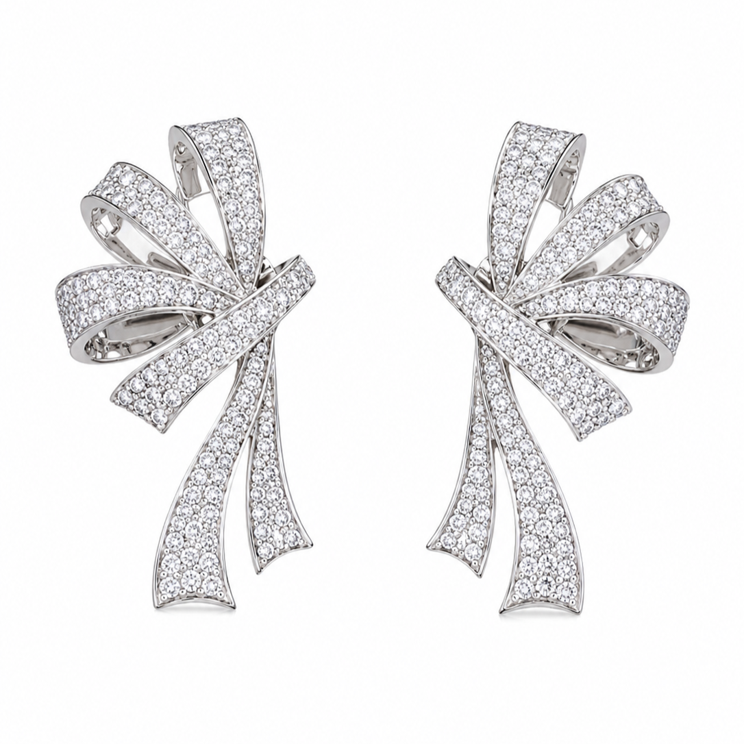 Rhodium Plated CZ Earrings