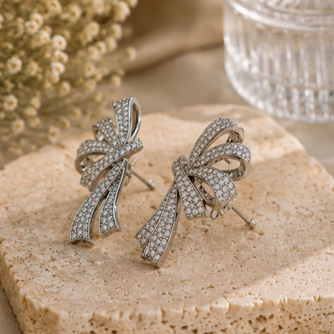 Rhodium Plated CZ Earrings