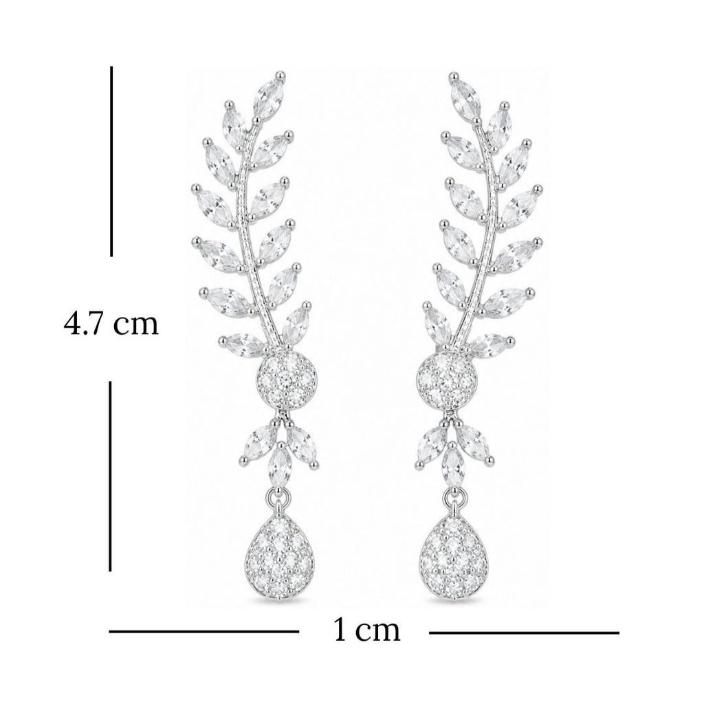 Rhodium Plated Cubic Zirconia Drop Earrings