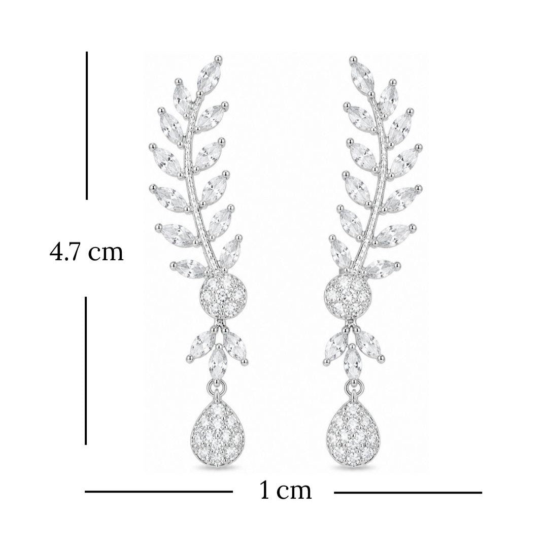 Rhodium Plated Cubic Zirconia Drop Earrings