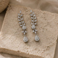 Rhodium Plated Cubic Zirconia Drop Earrings