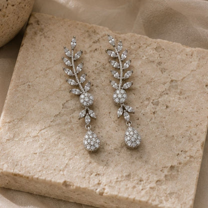 Rhodium Plated CZ Earrings