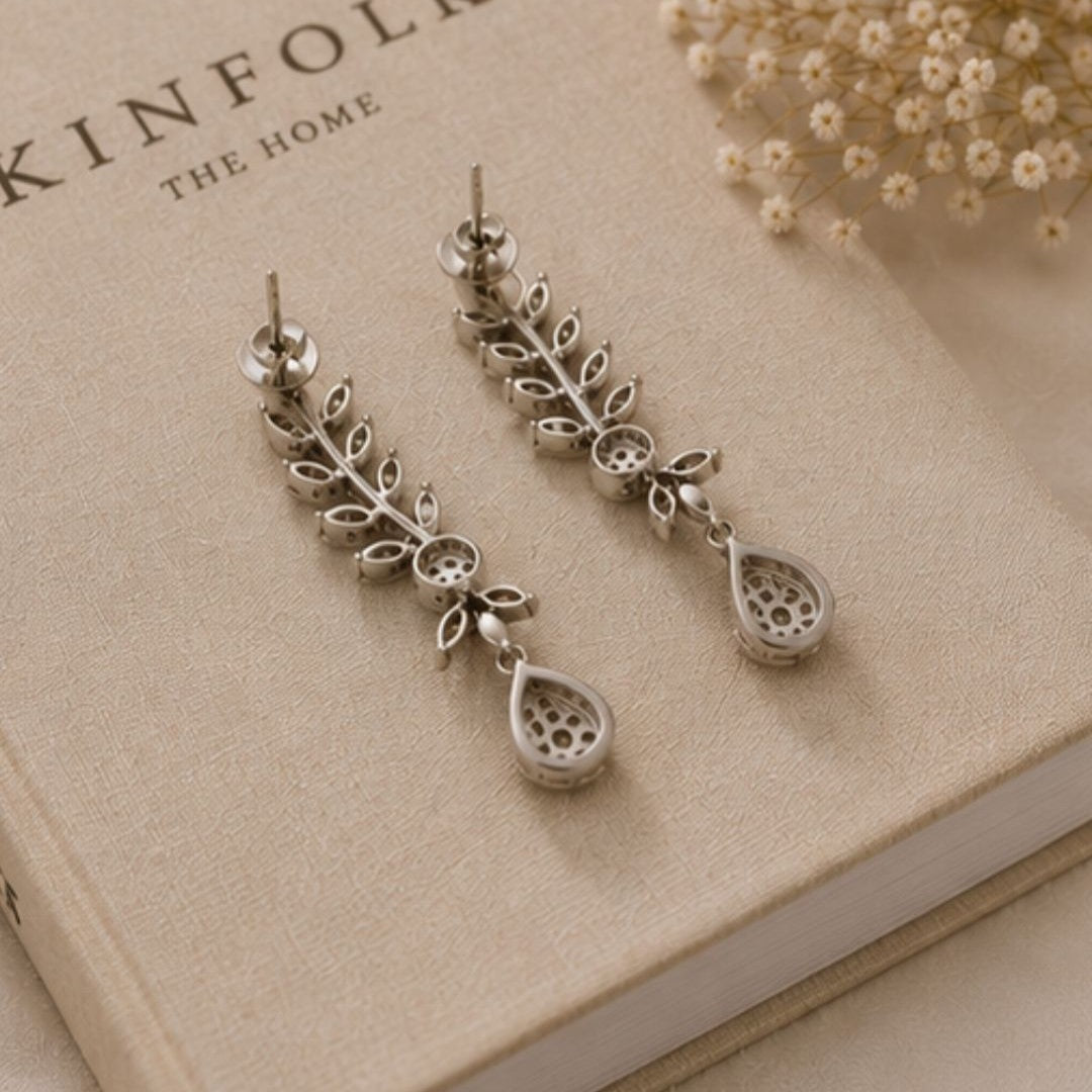 Rhodium Plated Cubic Zirconia Drop Earrings