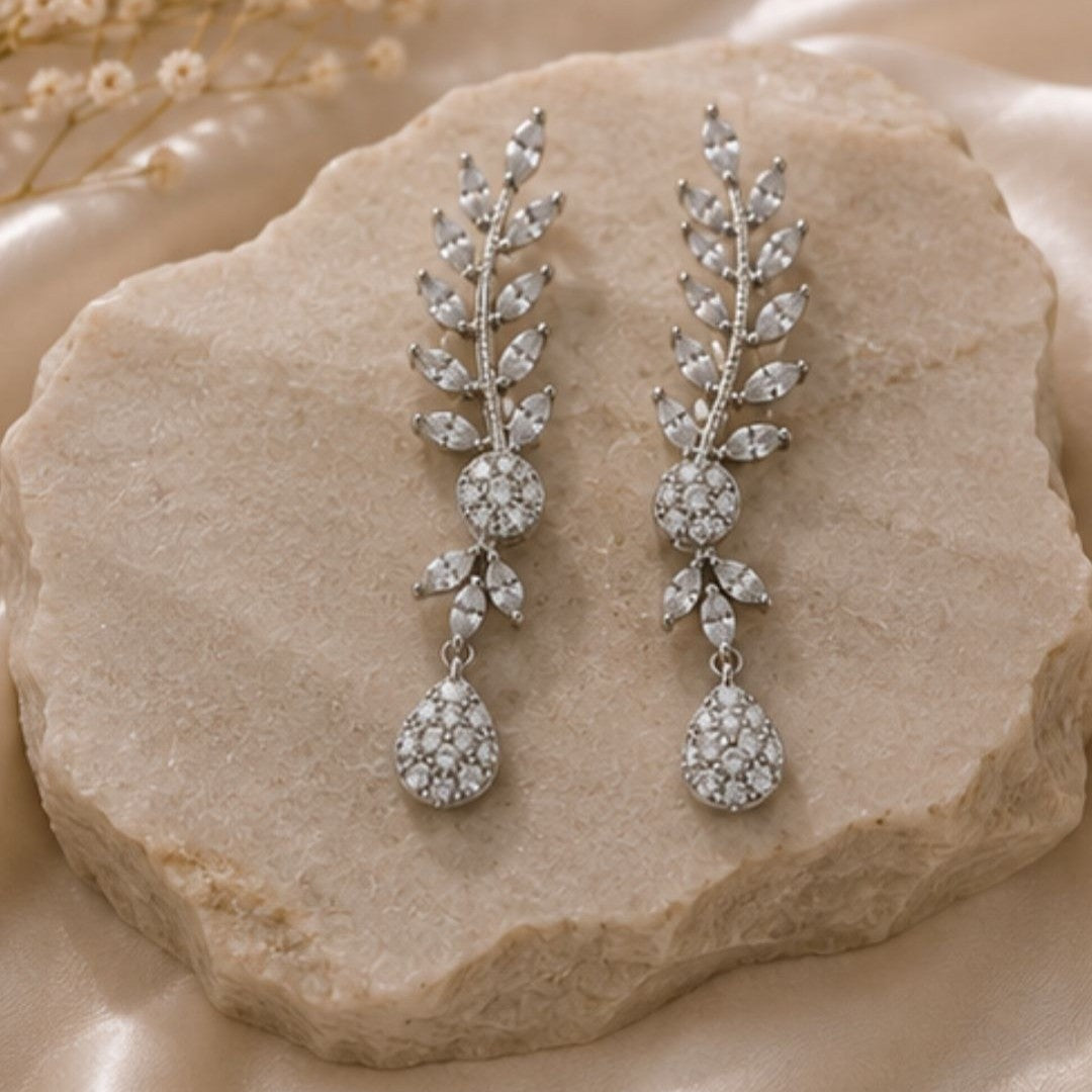 Rhodium Plated CZ Earrings