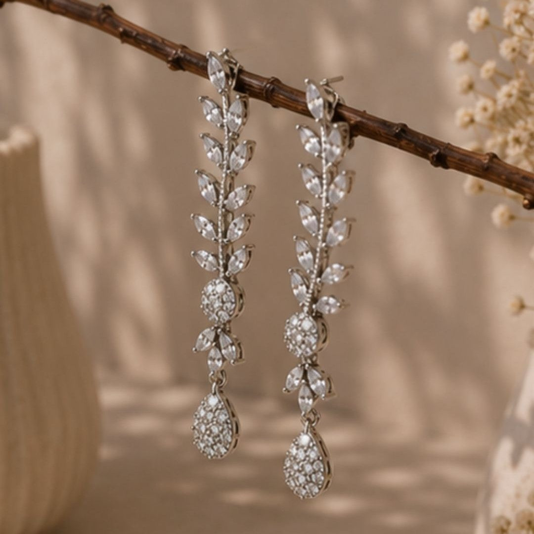 Rhodium Plated CZ Earrings