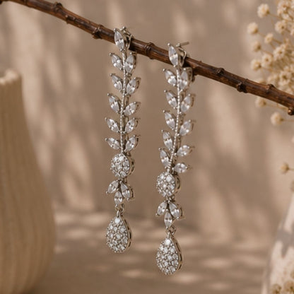 Rhodium Plated CZ Earrings