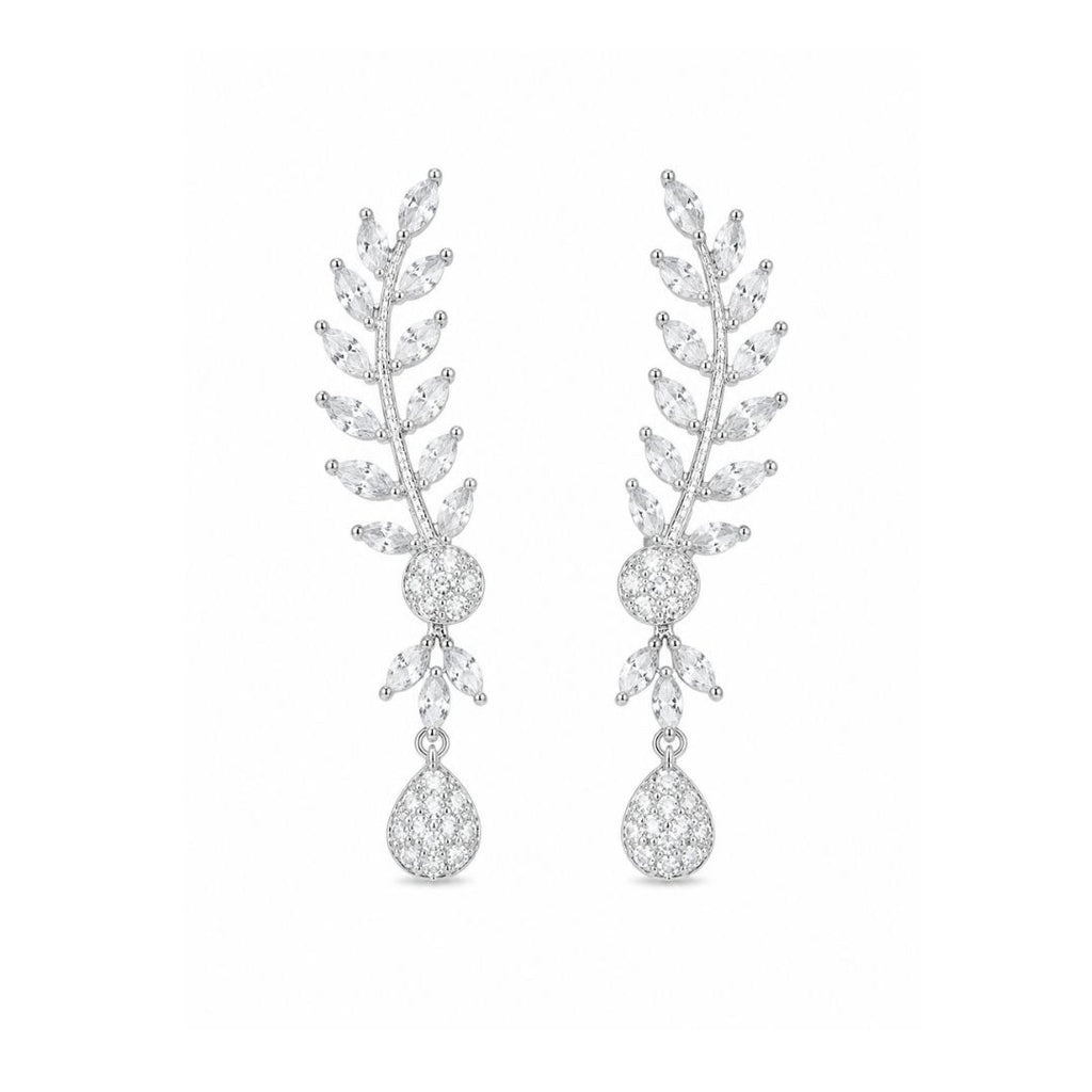 Rhodium Plated Cubic Zirconia Drop Earrings