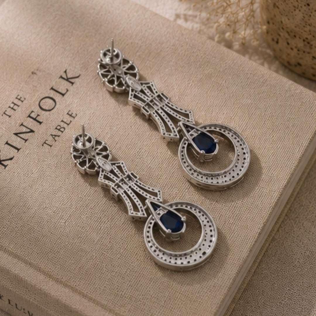 Rhodium Plated Cubic Zirconia Drop Earrings