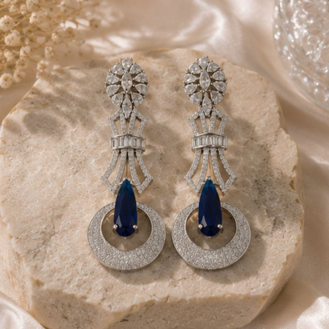 Rhodium Plated CZ Earrings