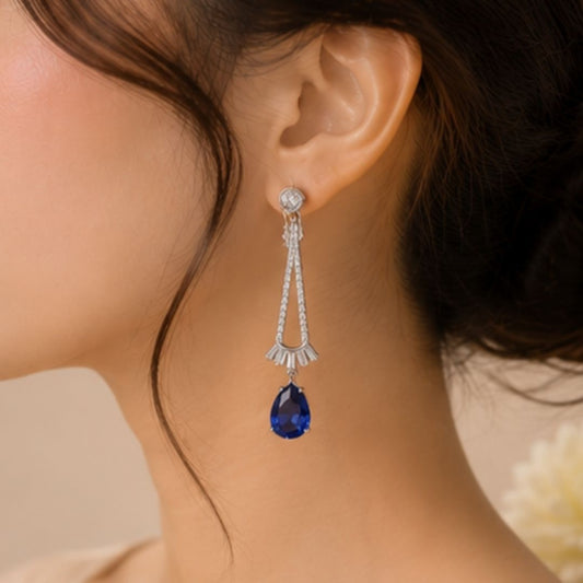 Rhodium Plated Cubic Zirconia Drop Earrings