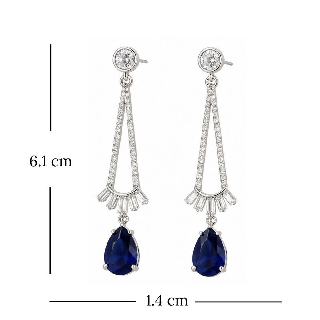 Rhodium Plated Cubic Zirconia Drop Earrings
