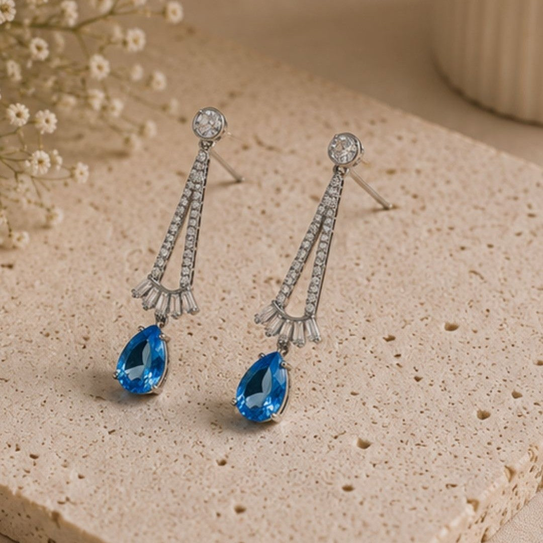 Rhodium Plated CZ Earrings