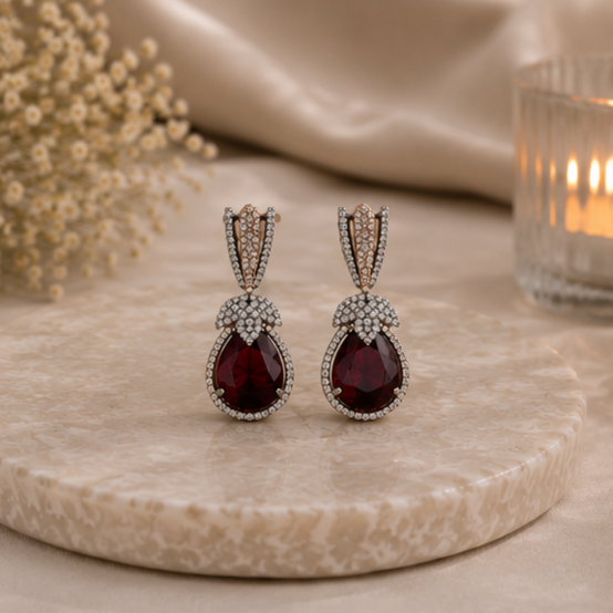 Rhodium Plated Cubic Zirconia Earrings