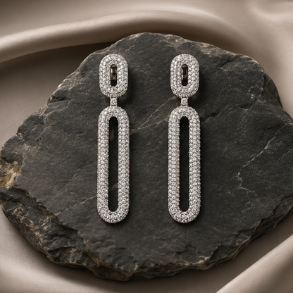 Rhodium Plated Cubic Zirconia Earrings