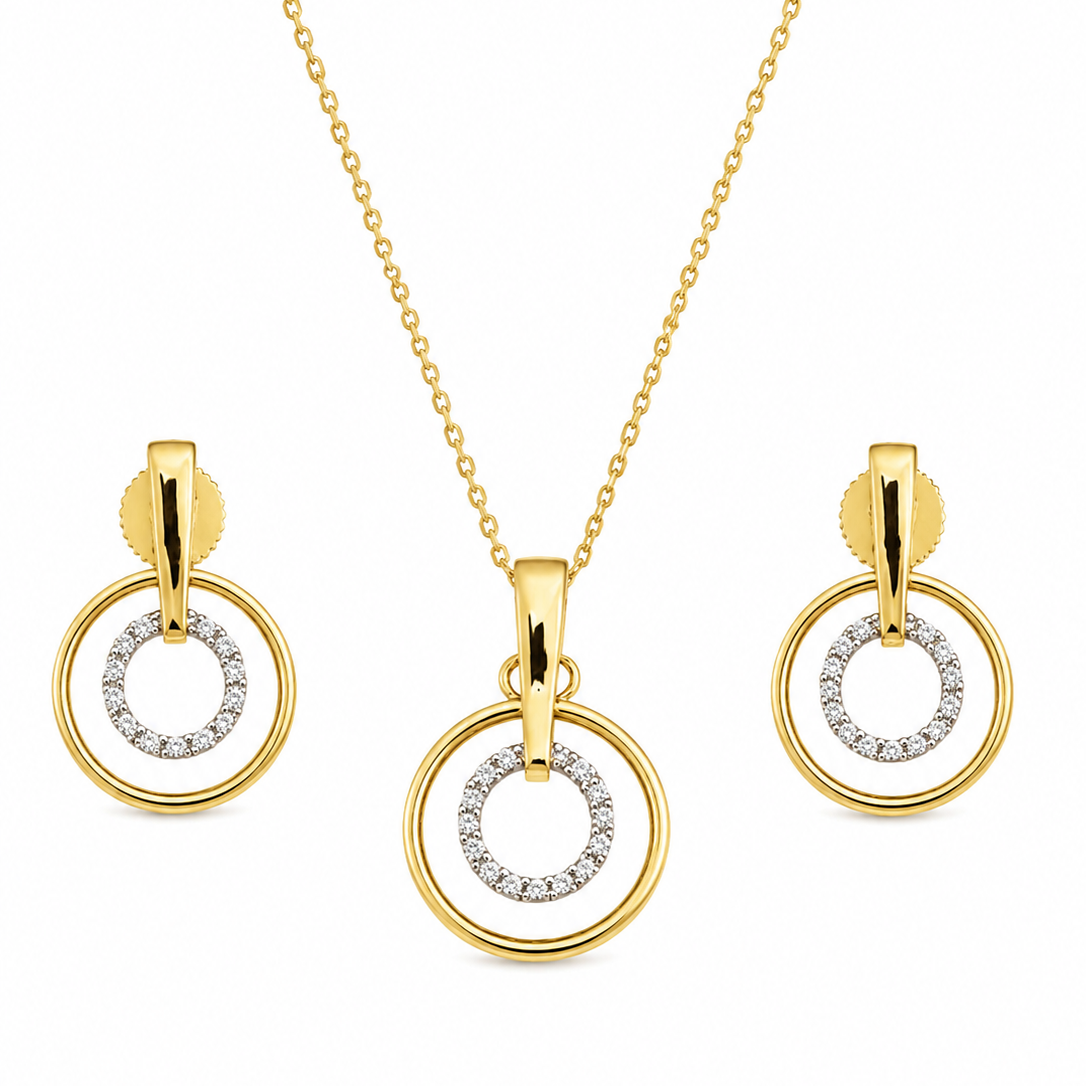Gold Plated CZ Pendant Set